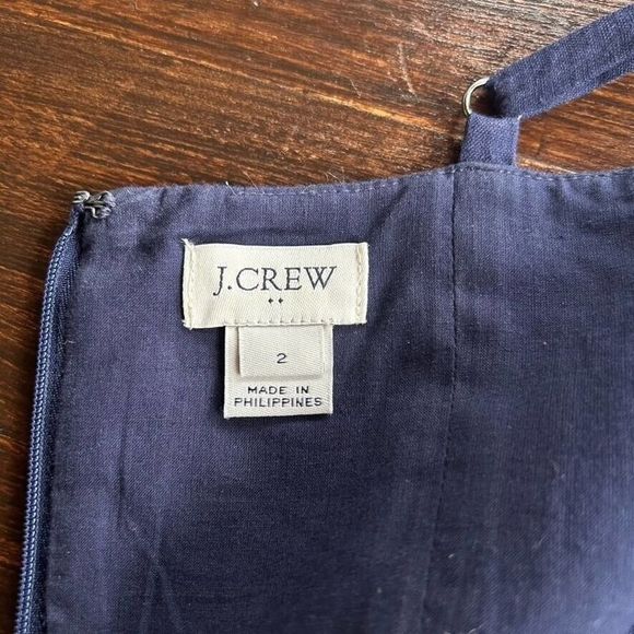 J. Crew 2 Navy Blue Tank Top Romper‎ Cotton Linen Jumpsuit - Picture 3 of 12